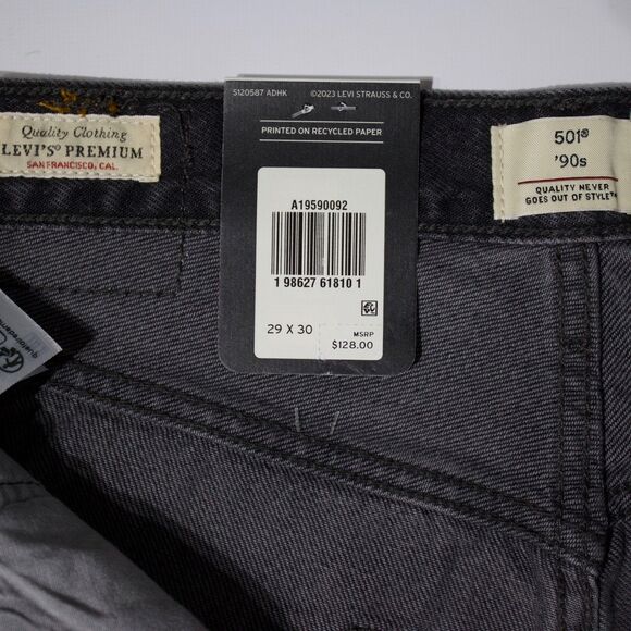 NWT $128 Levi's Premium 501 '90s Black Denim Studded Western Jeans Women 29x30 - Picture 11 of 16